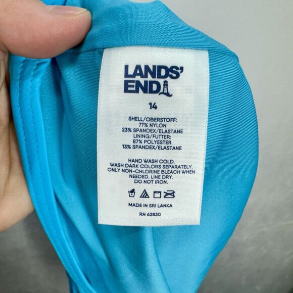 Lands End High Waisted Bikini Swim Bottoms Size 14 Turquoise Chlorine Resistant - Picture 5 of 9